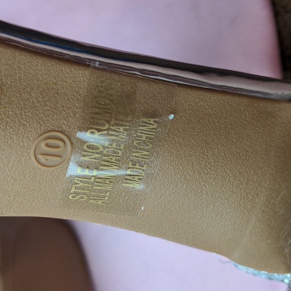 Shoe Land Silver Glitter Sparkly Open Toe Ankle Strap No Rumors Heels size 10 - Picture 8 of 8